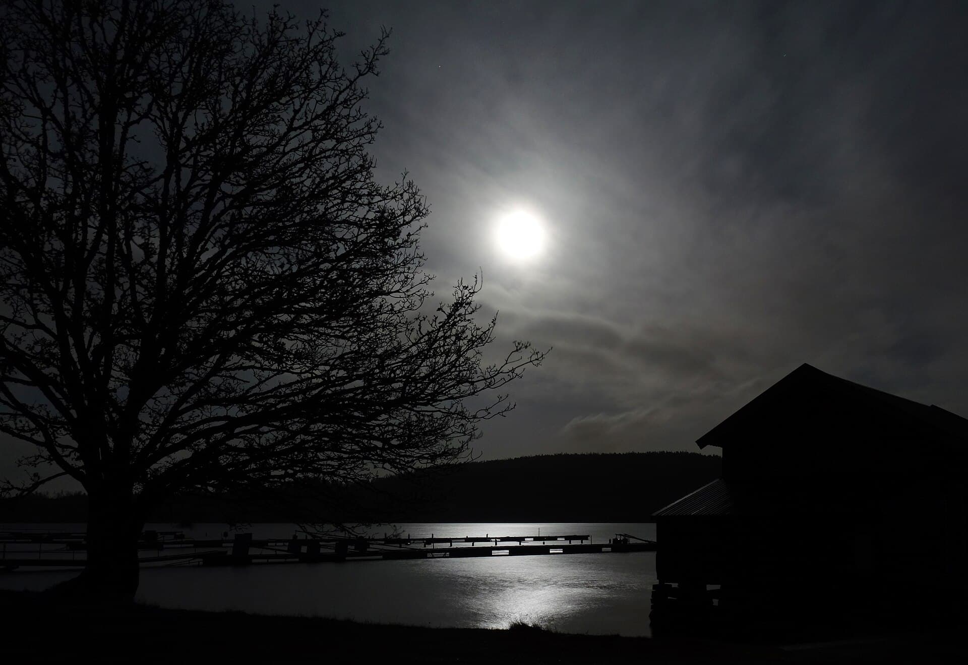 Full moon over the water at night — atmospheric stand-in, not an event photo